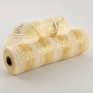 10" Burlap Deco Mesh: Cotton & Metallic Gold Ombré