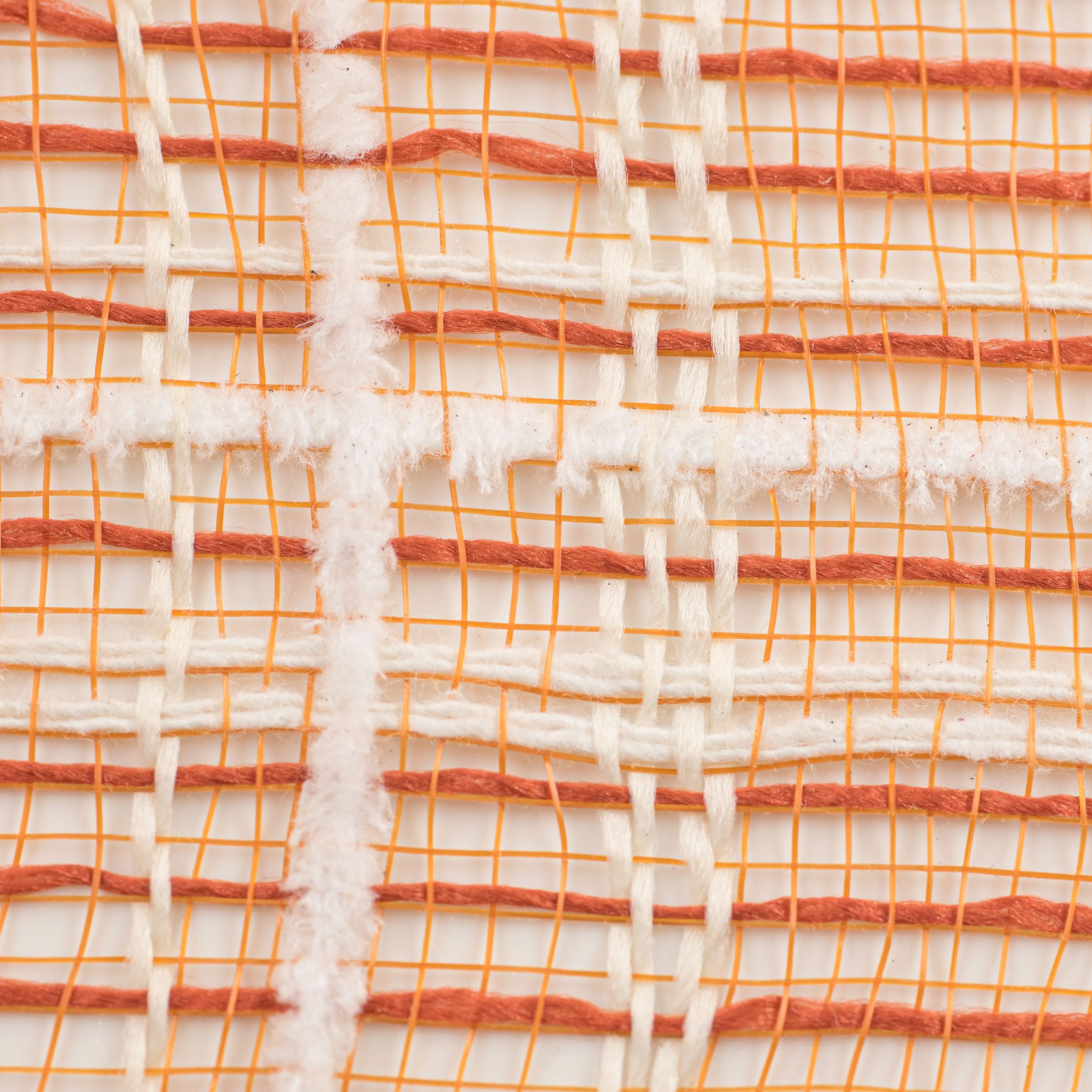 10" Fabric Plaid Mesh: Dark Orange, Cream & White Drift