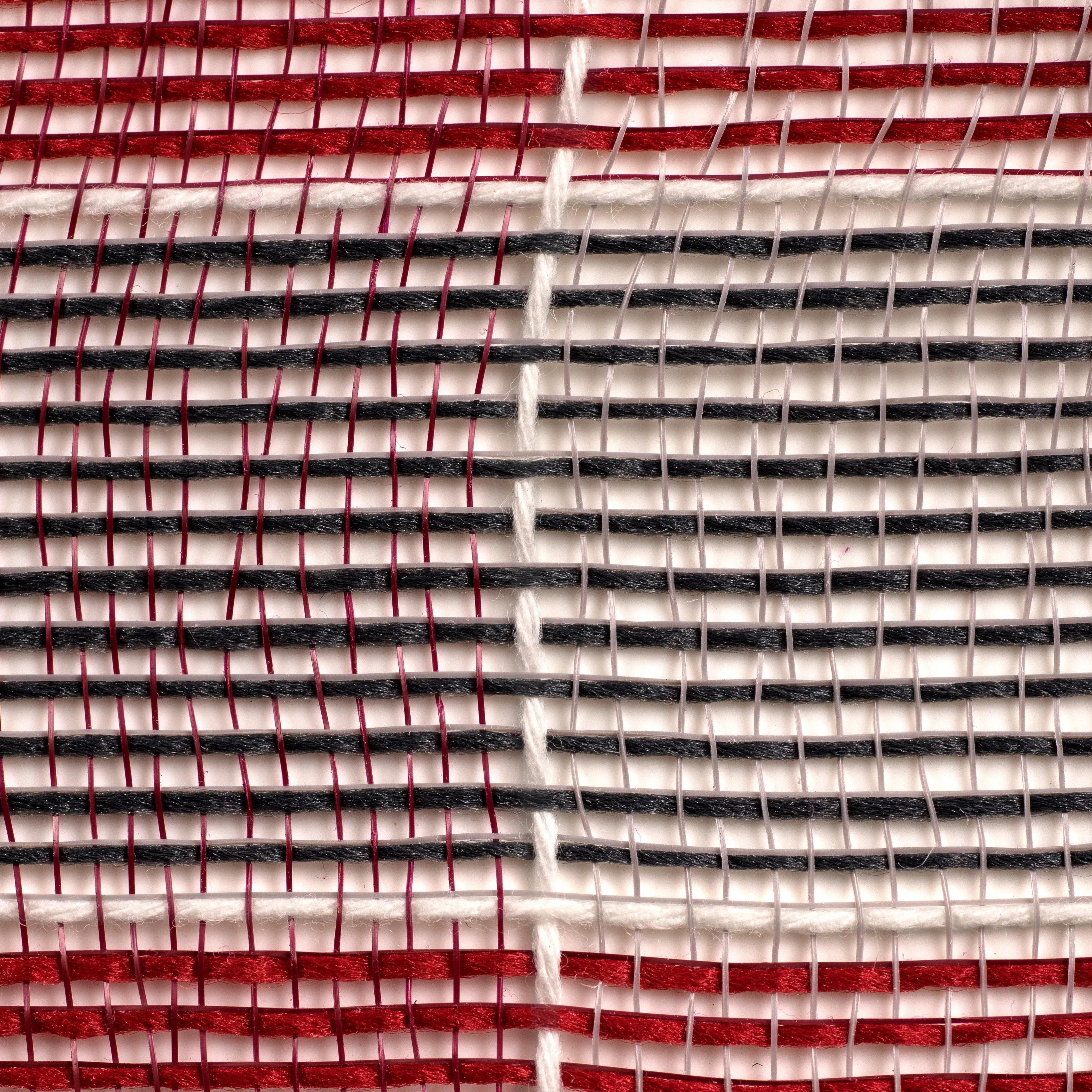 10" Fabric Square Check Mesh: Red, Grey, White