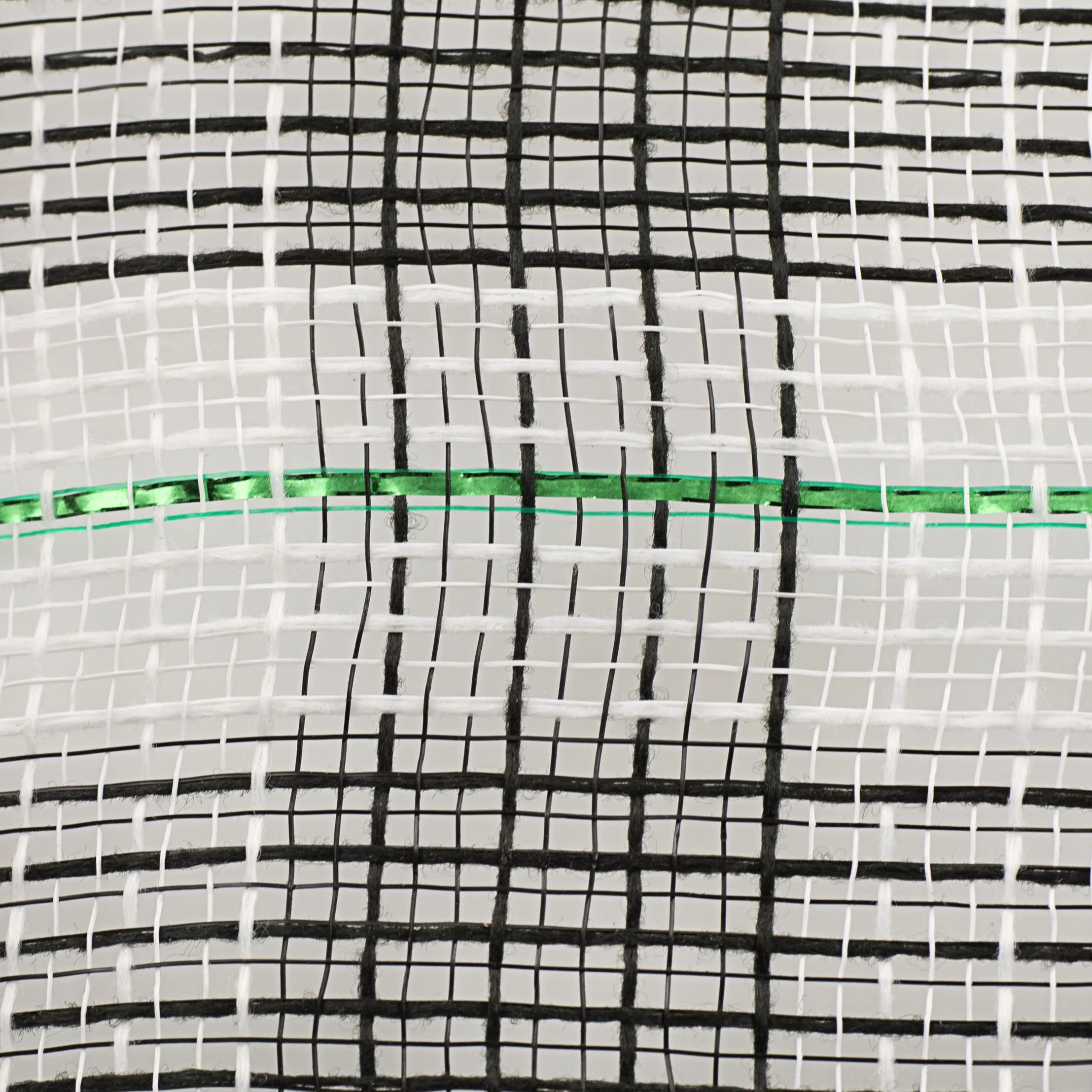 10" Faux Jute Check Foil Mesh: Black, White, Emerald