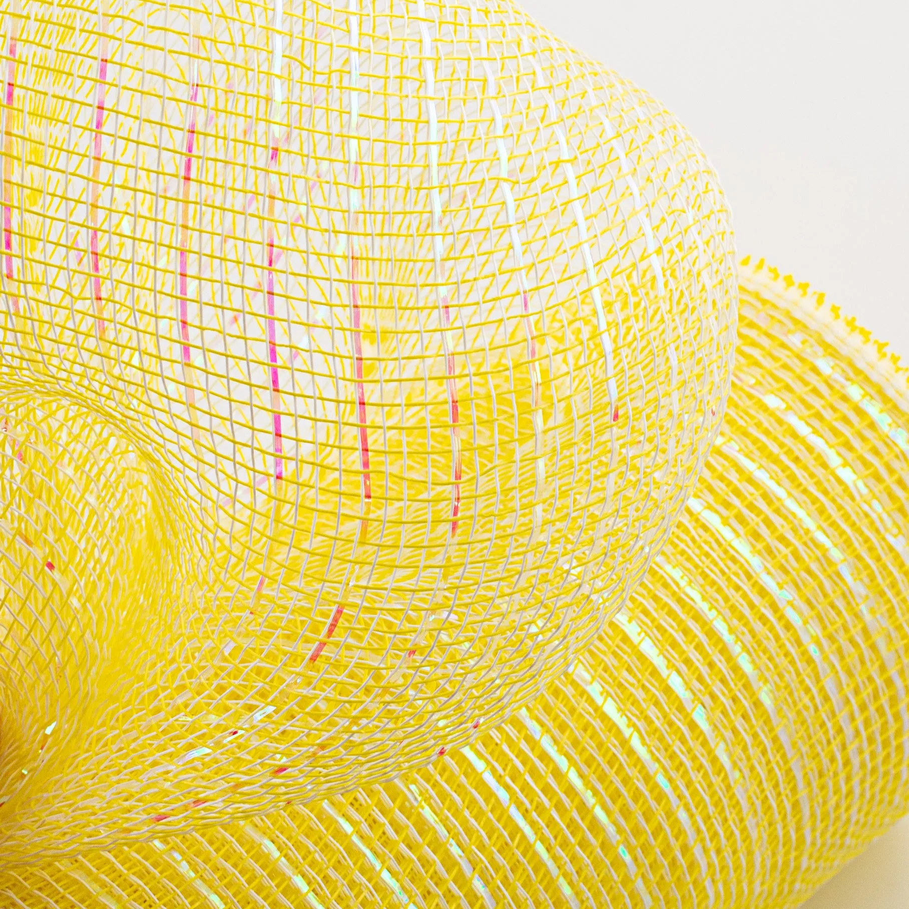 10" Iridescent Foil Mesh: Pastel Yellow & White