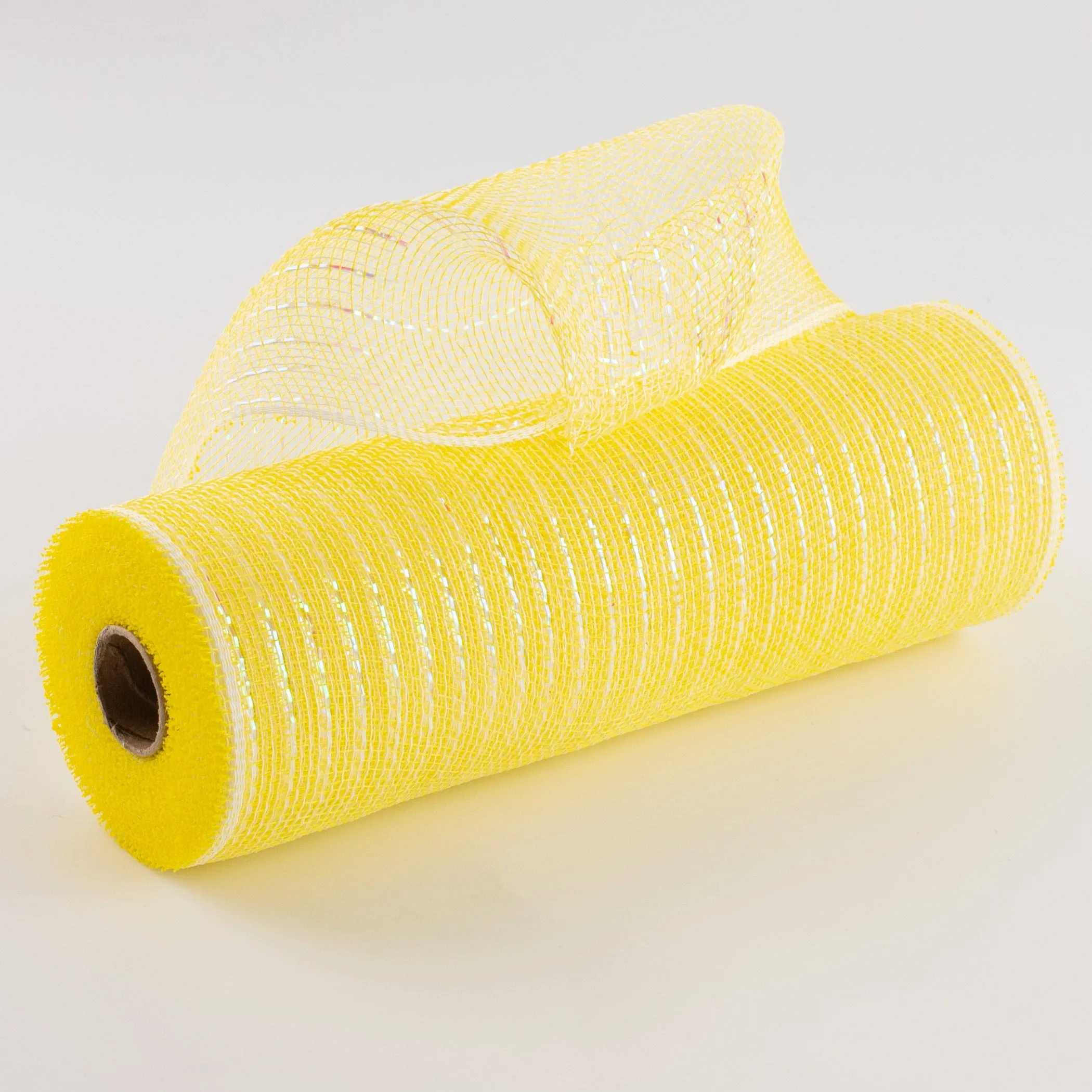 10" Iridescent Foil Mesh: Pastel Yellow & White