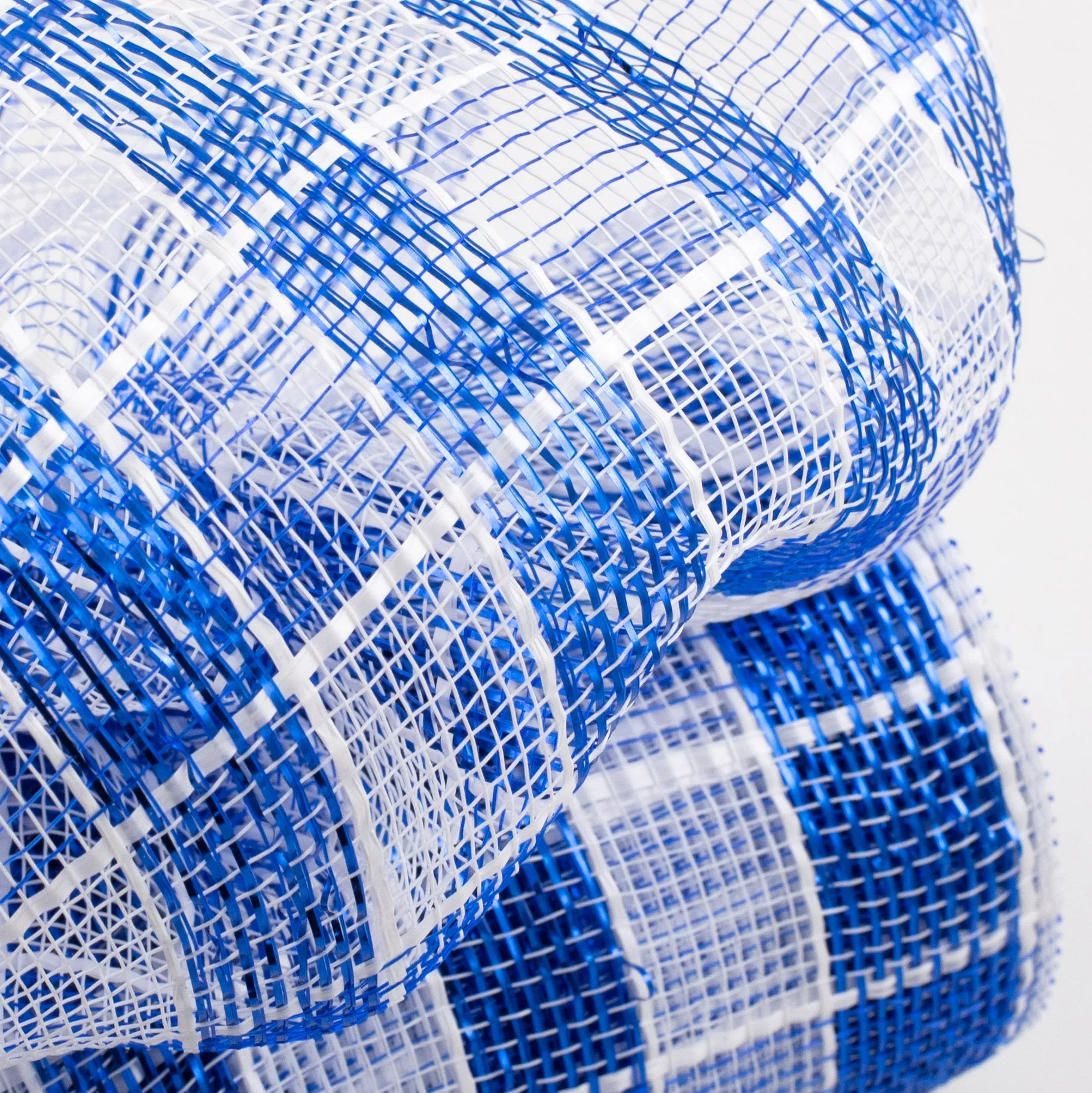 10" Metallic Check Mesh: Royal Blue & White (10 Yards)