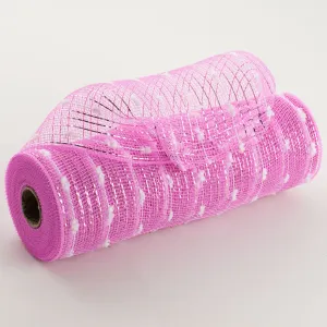 10" Metallic Snowball Deco Mesh: Pink & White (10 Yards)