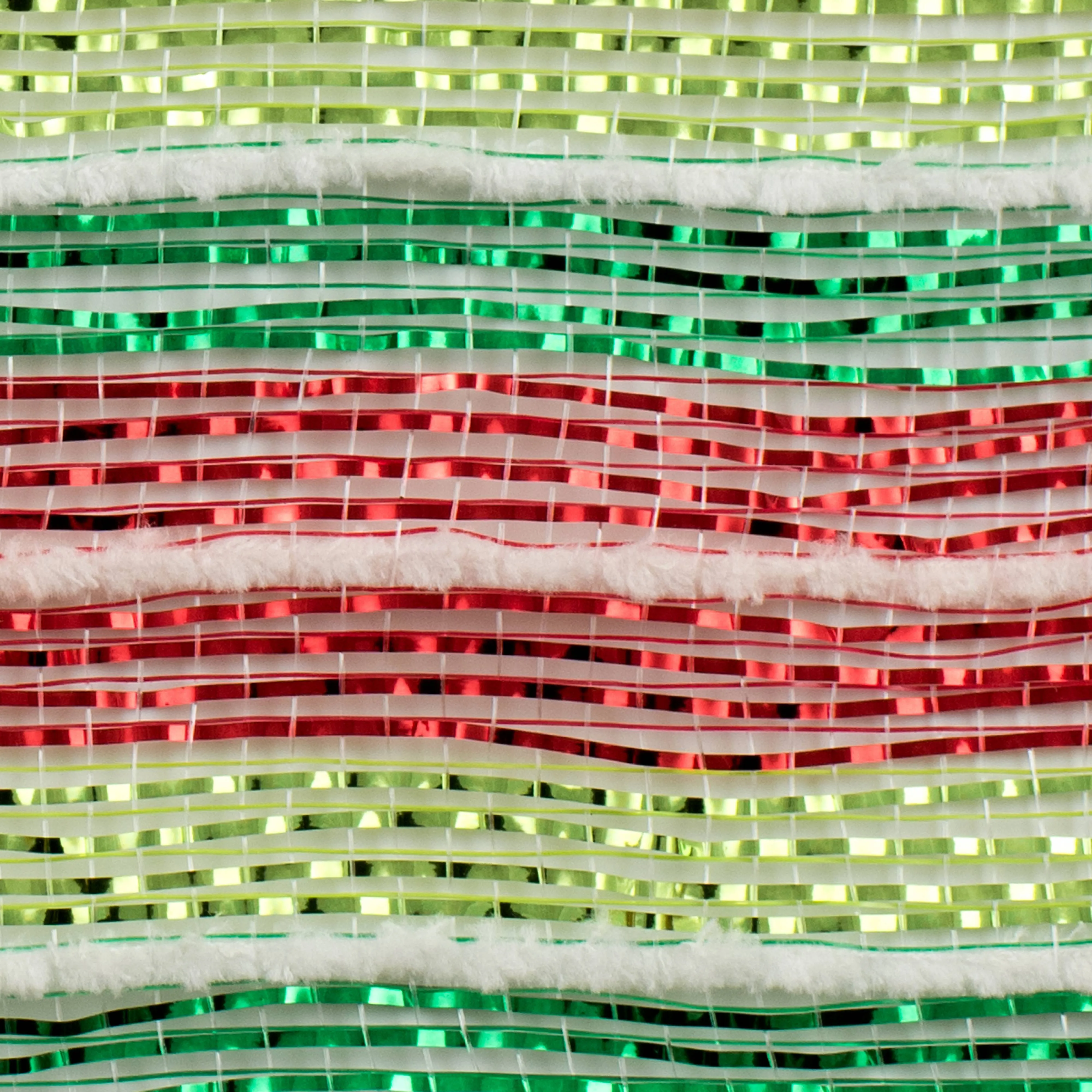 10" Metallic Stripe & White Fuzz Mesh: Red, Lime & Emerald Green