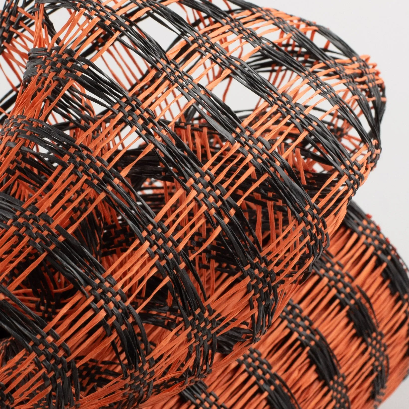 10" Poly Burlap Check Mesh: Black & Orange