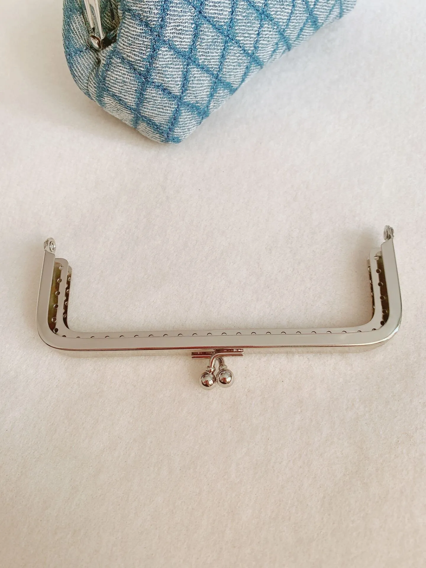 12.5cm (5") Silver Purse Frame Bag Hanger Come With Paper Pattern 12.5cm x 4.5cm