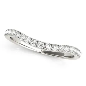 14k White Gold Pave Set Round Diamond Curved Wedding Band (1/4 cttw)