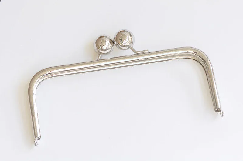 25cm (10") Retro Metal Purse Frame Glue-In Handle Purse Frame Silver, Bronze, Gunmetal Black 25cm x 9cm