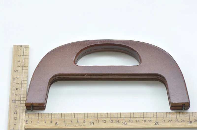 25cm ( 10") Retro Purse Frame / Red Brown Large Wood Handle Purse Frame With Screws 25 x 12cm