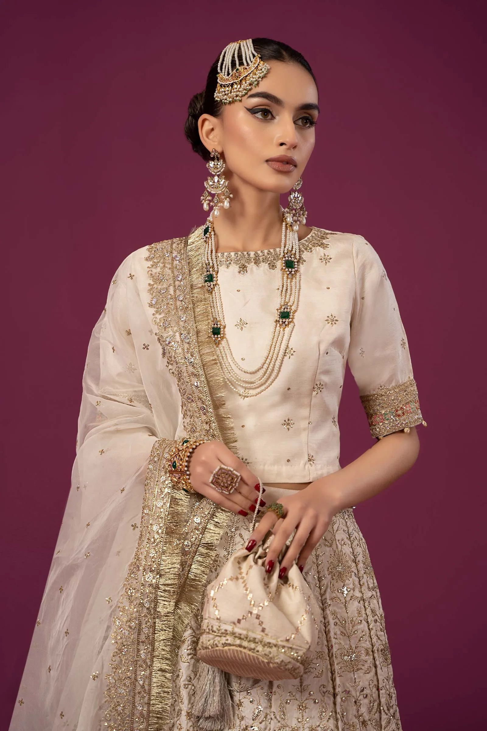 3 Piece Embroidered Raw Silk Suit | SF-EF24-26