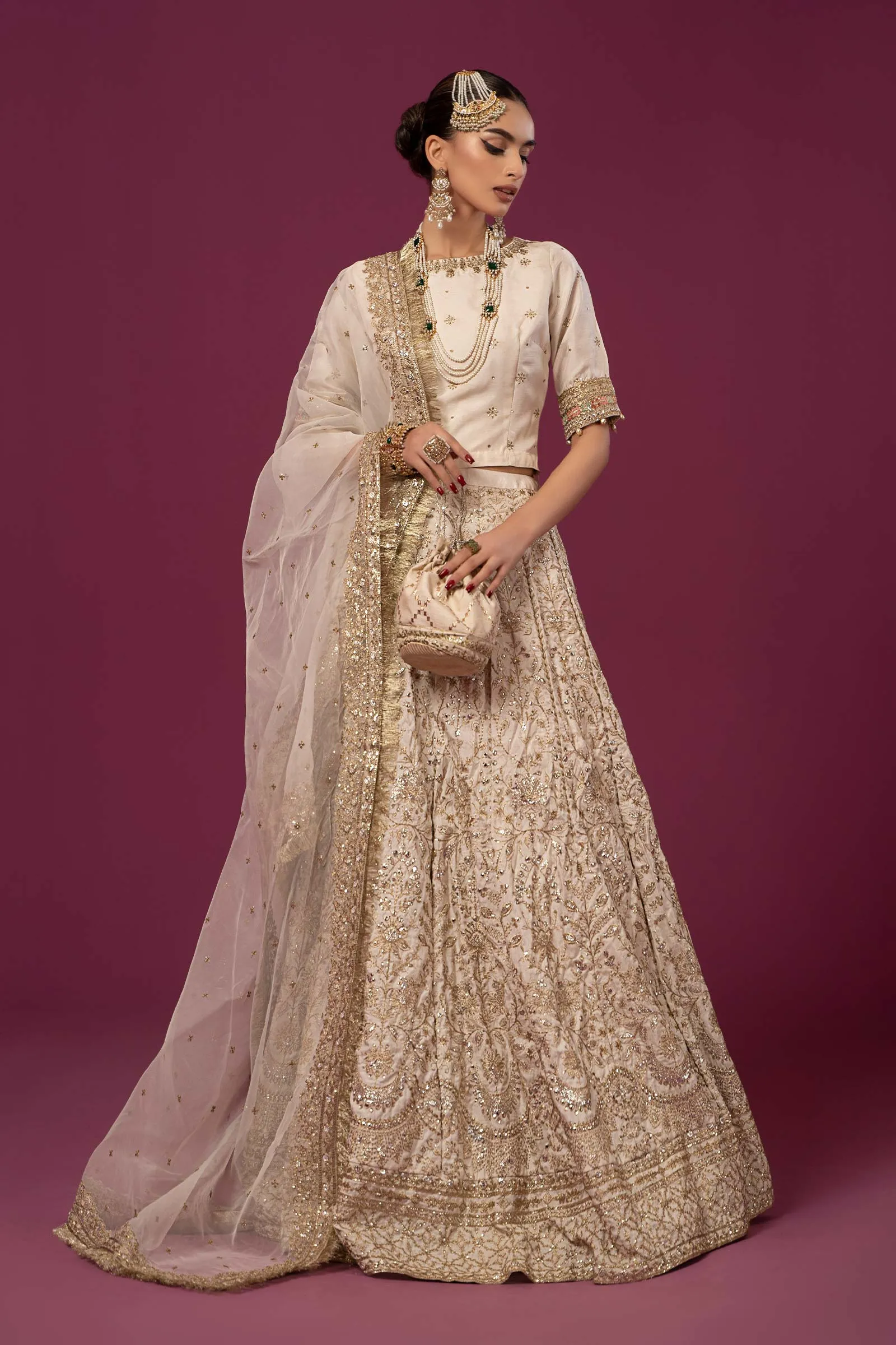 3 Piece Embroidered Raw Silk Suit | SF-EF24-26