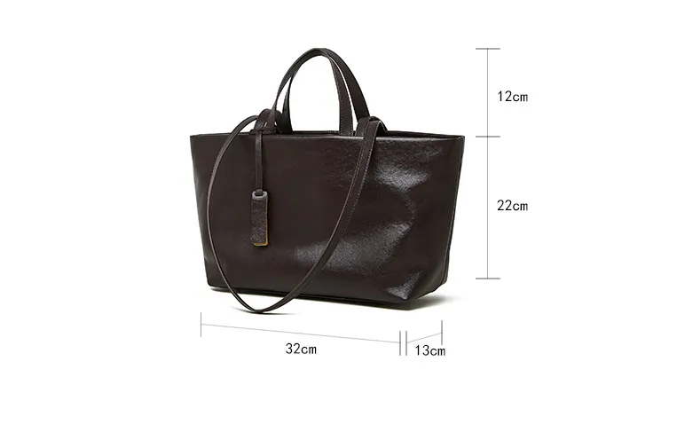 32CM genuine leather women's cowhide  large capacity underarm tote bag 2907 coffee