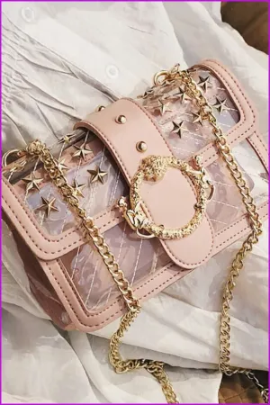 4 Colors Transparent Rivet Cross Body Bag F100