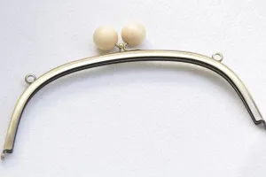 9" Bronze Purse Frame /Handle Purse Frame Wood Ball Kisslock With Screws 24.5cm x 9.5cm ( 9" x 3 1/2")