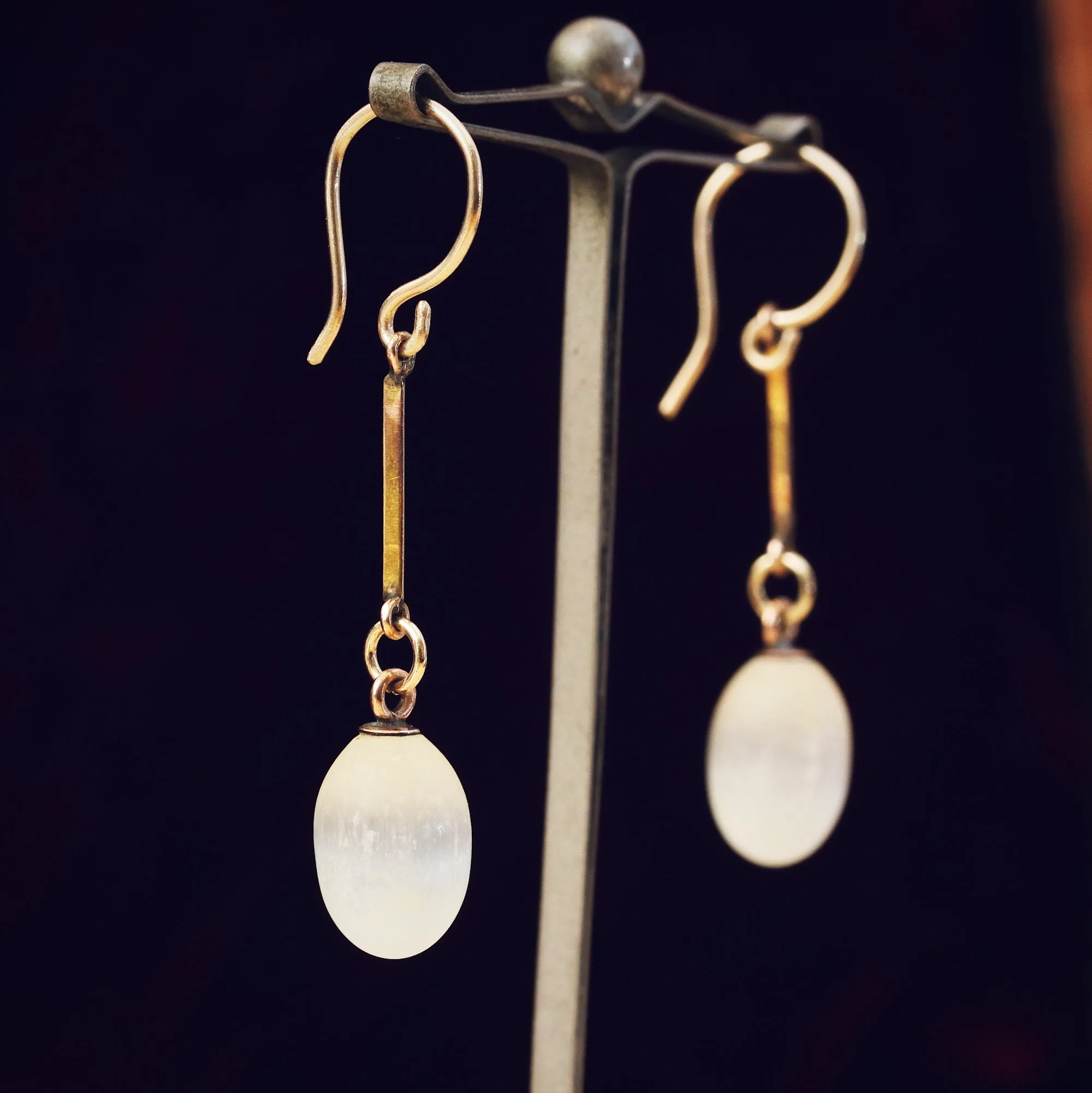 A Graceful Pair of Selenite Drop Earrings