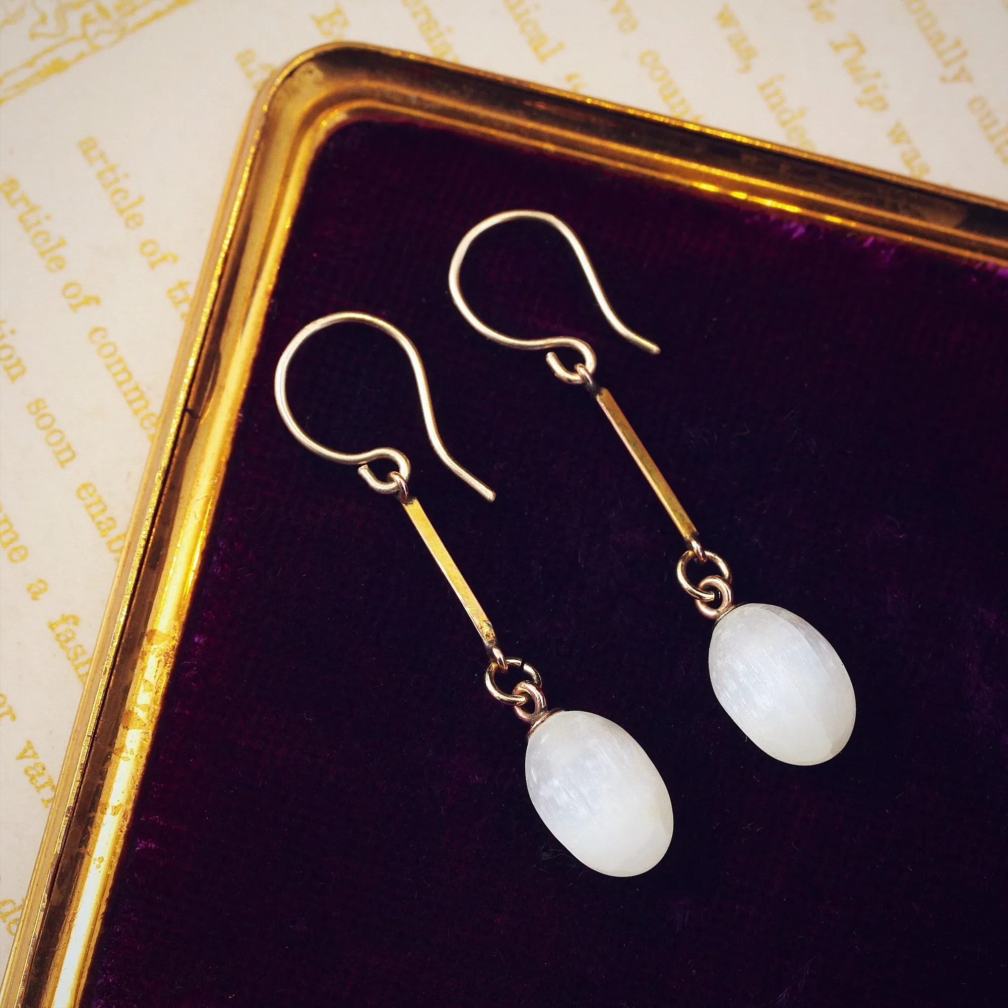 A Graceful Pair of Selenite Drop Earrings