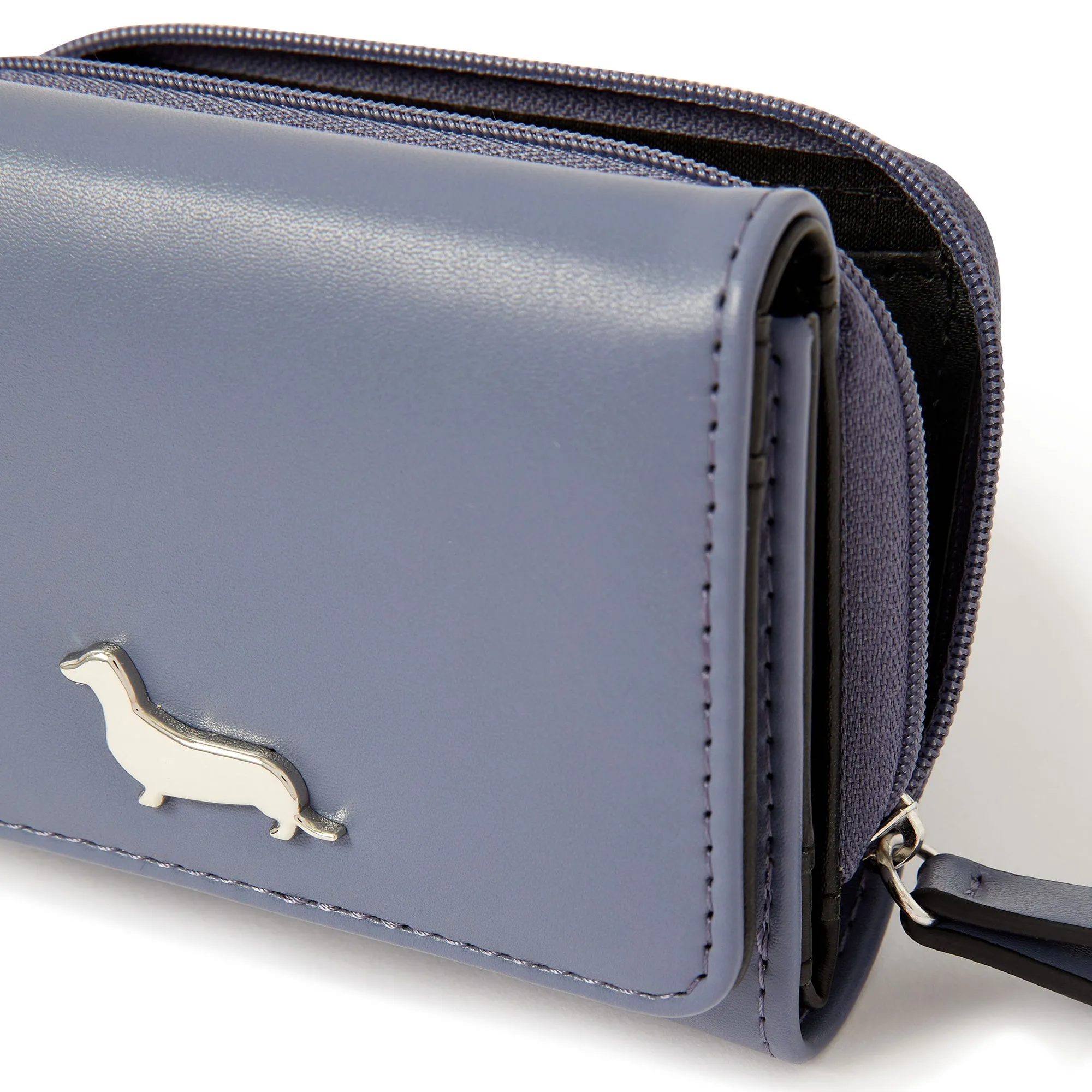 Accessorize London Women's Faux Leather Blue Sausage Dog Purse