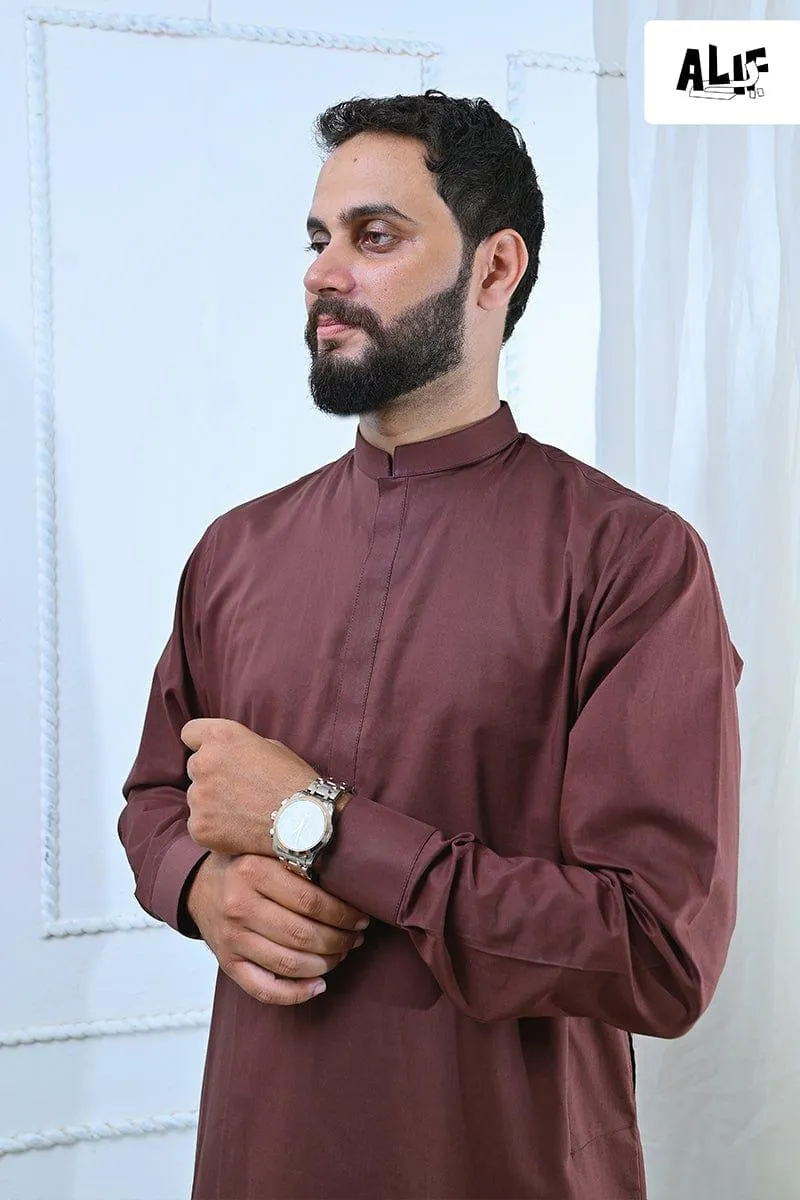 AlifYay Brown Kurta & off white Pajama (2 pIece) AY-004-cotton