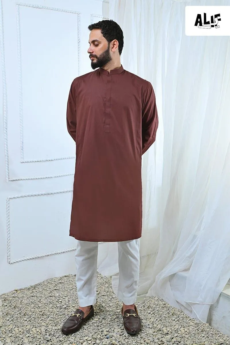 AlifYay Brown Kurta & off white Pajama (2 pIece) AY-004-cotton