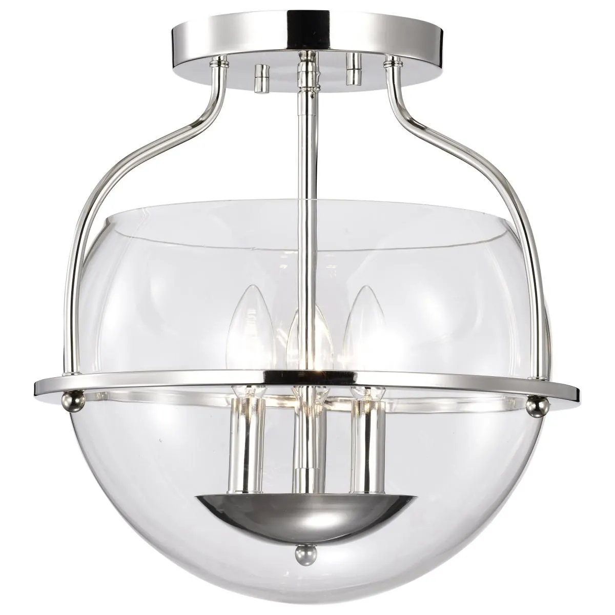 Amado 14 in. 3 lights Semi-flush Mount Light Polished Nickel Finish