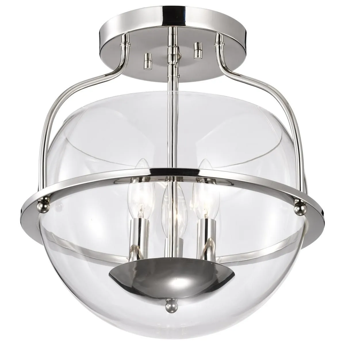 Amado 14 in. 3 lights Semi-flush Mount Light Polished Nickel Finish