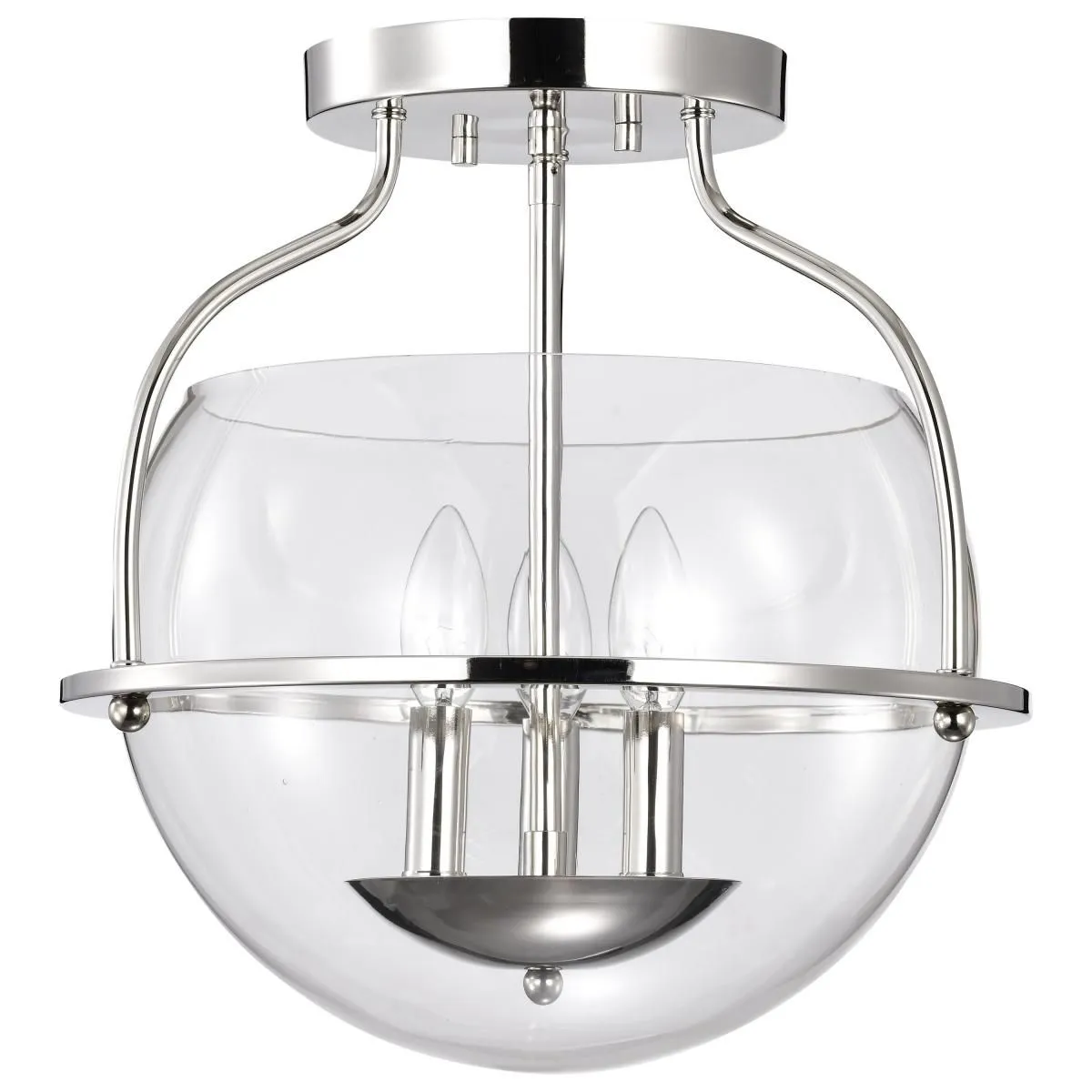 Amado 14 in. 3 lights Semi-flush Mount Light Polished Nickel Finish