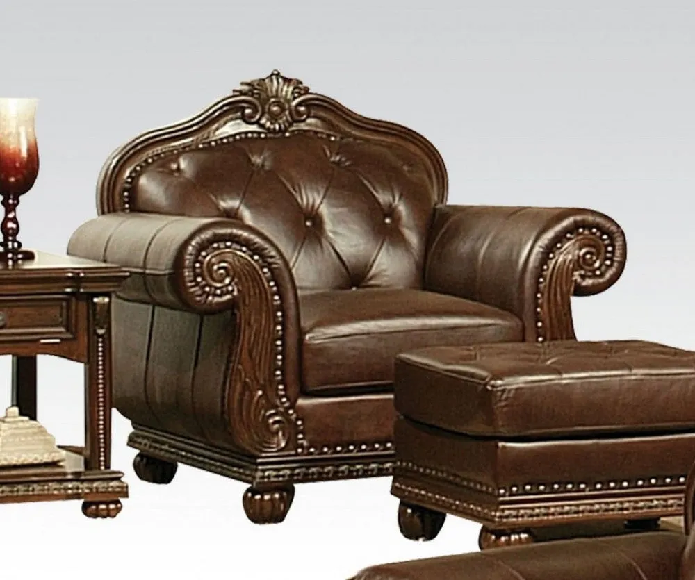 Anondale Espresso Top Grain Leather Match Chair