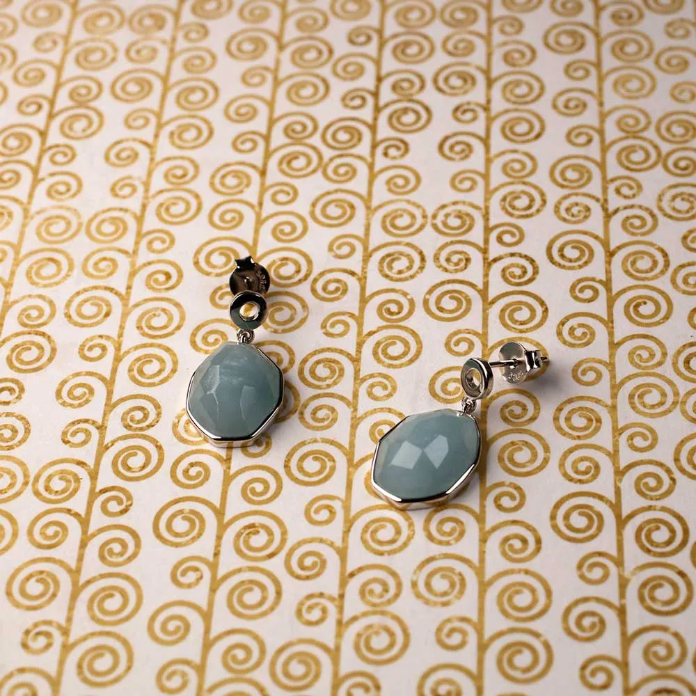 Aqua Chalcedony Drop Earrings