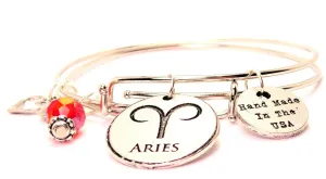 Aries Zodiac Expandable Bangle Bracelet Set