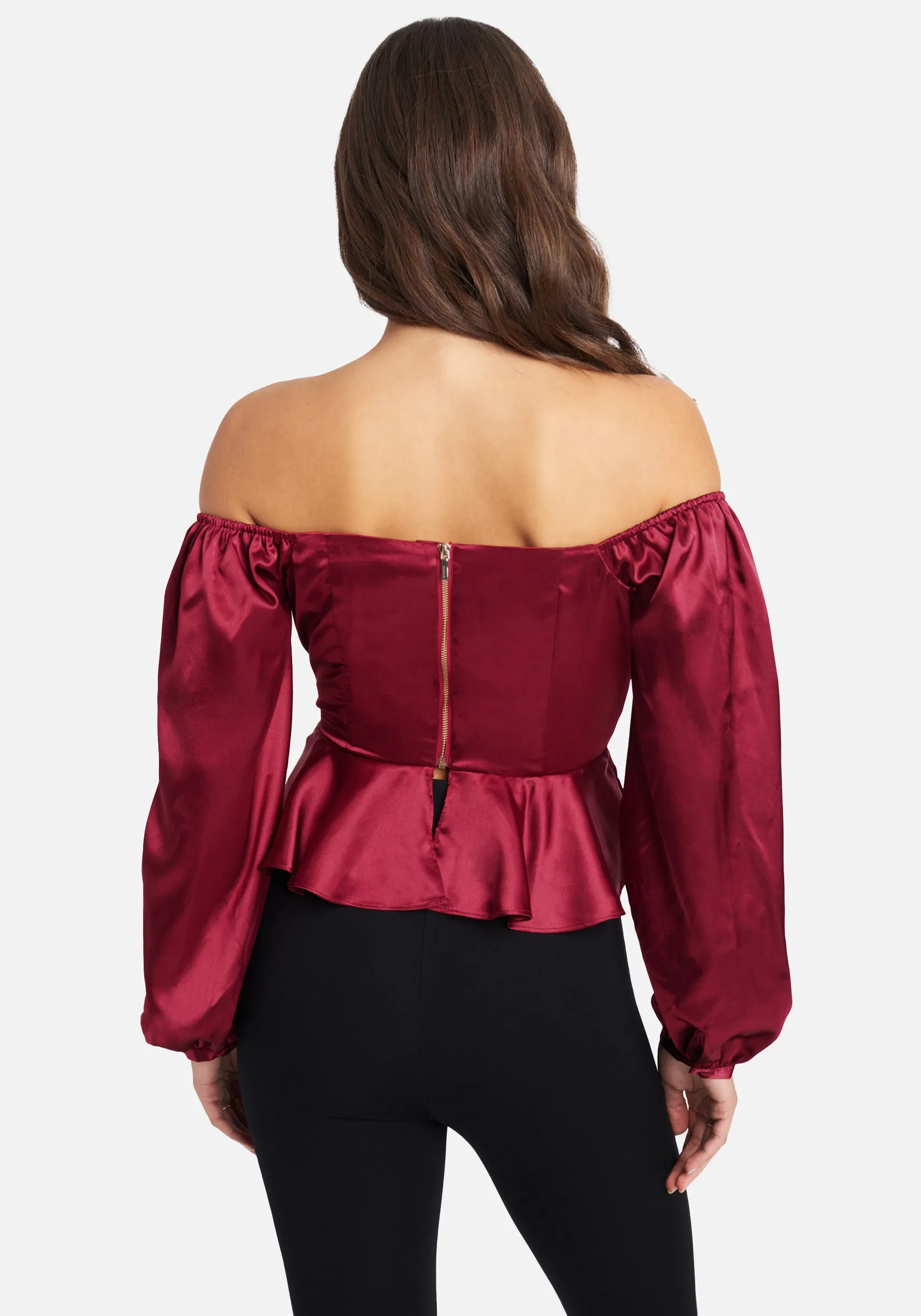 Asymmetrical Peplum Hammered Satin Blouse