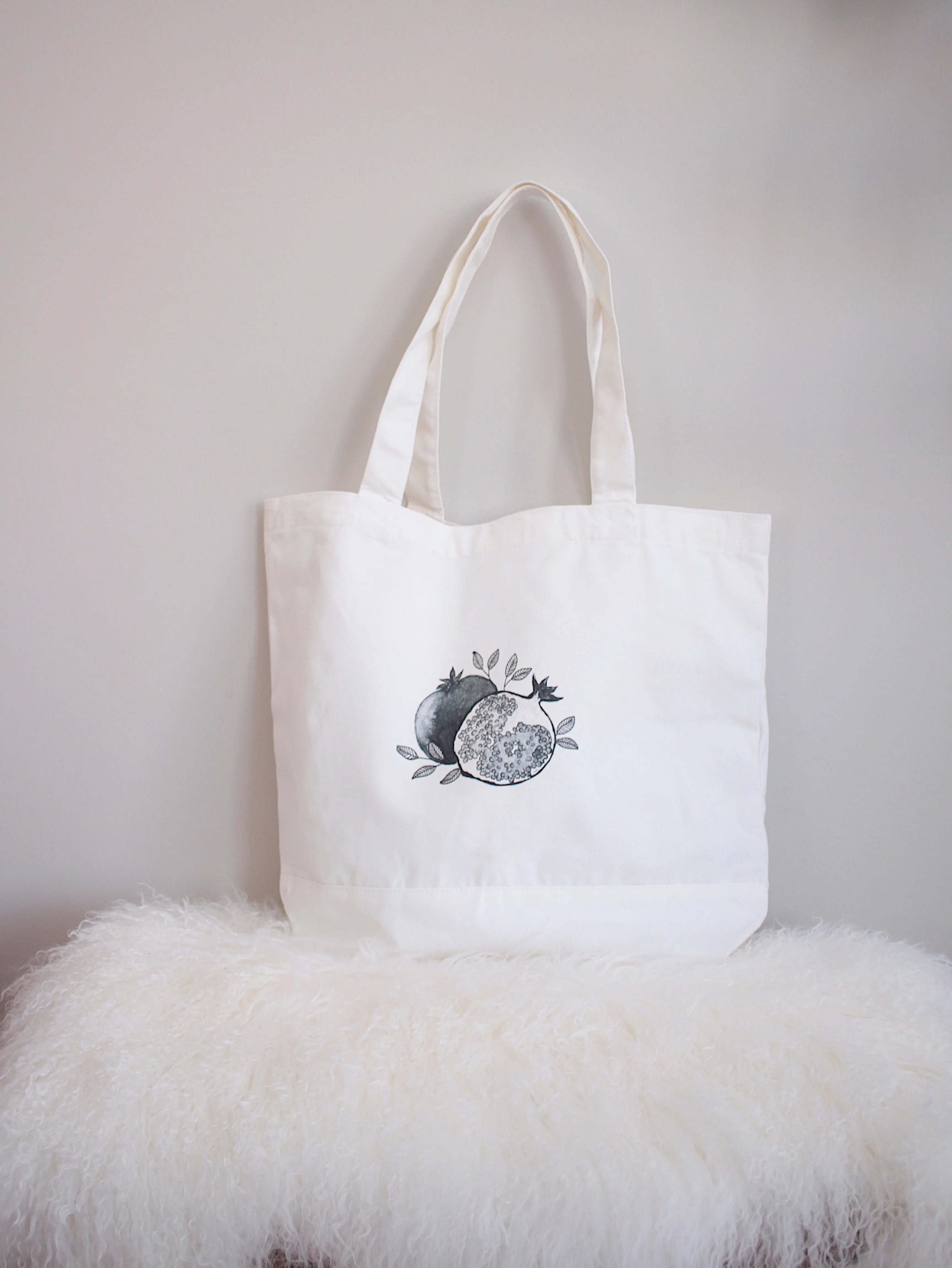 Bag-Environmentally Friendly Classic Cotton Tote Bag-Pomegranate