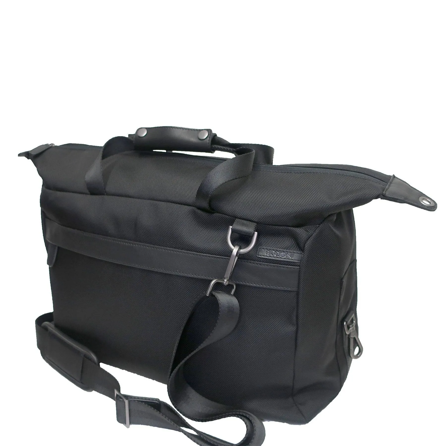 Ballistic Nylon Weekend Duffel Bag With Nappa Leather Trim