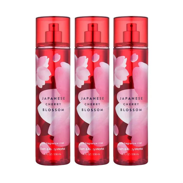 Bath & Body Works Japanese Cherry Blossom Fine Fragrance Mist 8.0 oz "3-PACK"