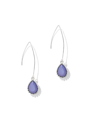 Beaded Silvertone Teardrop Earring