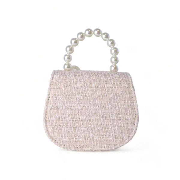 Beige Bowtie Tweed Purse