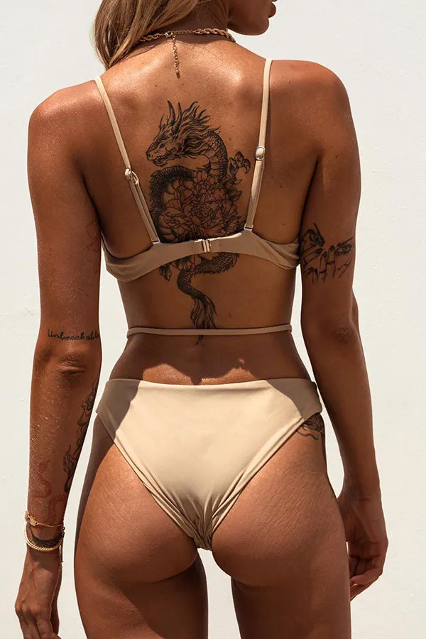 Beige Striking Cutout Bandage Bikini