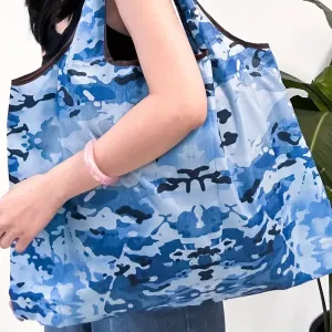 Blue & Black Camouflage Travel Tote Bag Purse