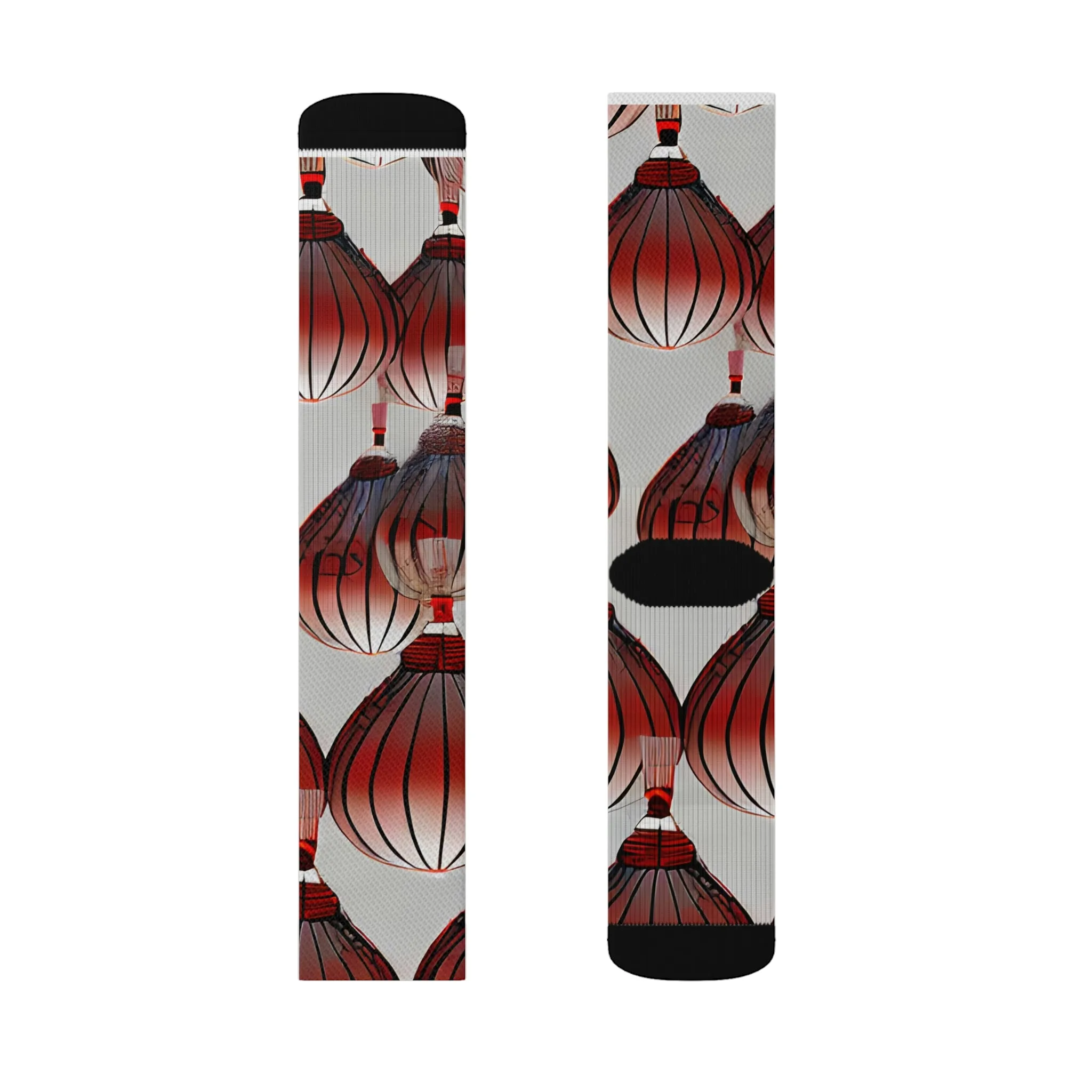 Bold and Playful Socks with Striking Red and Black Design