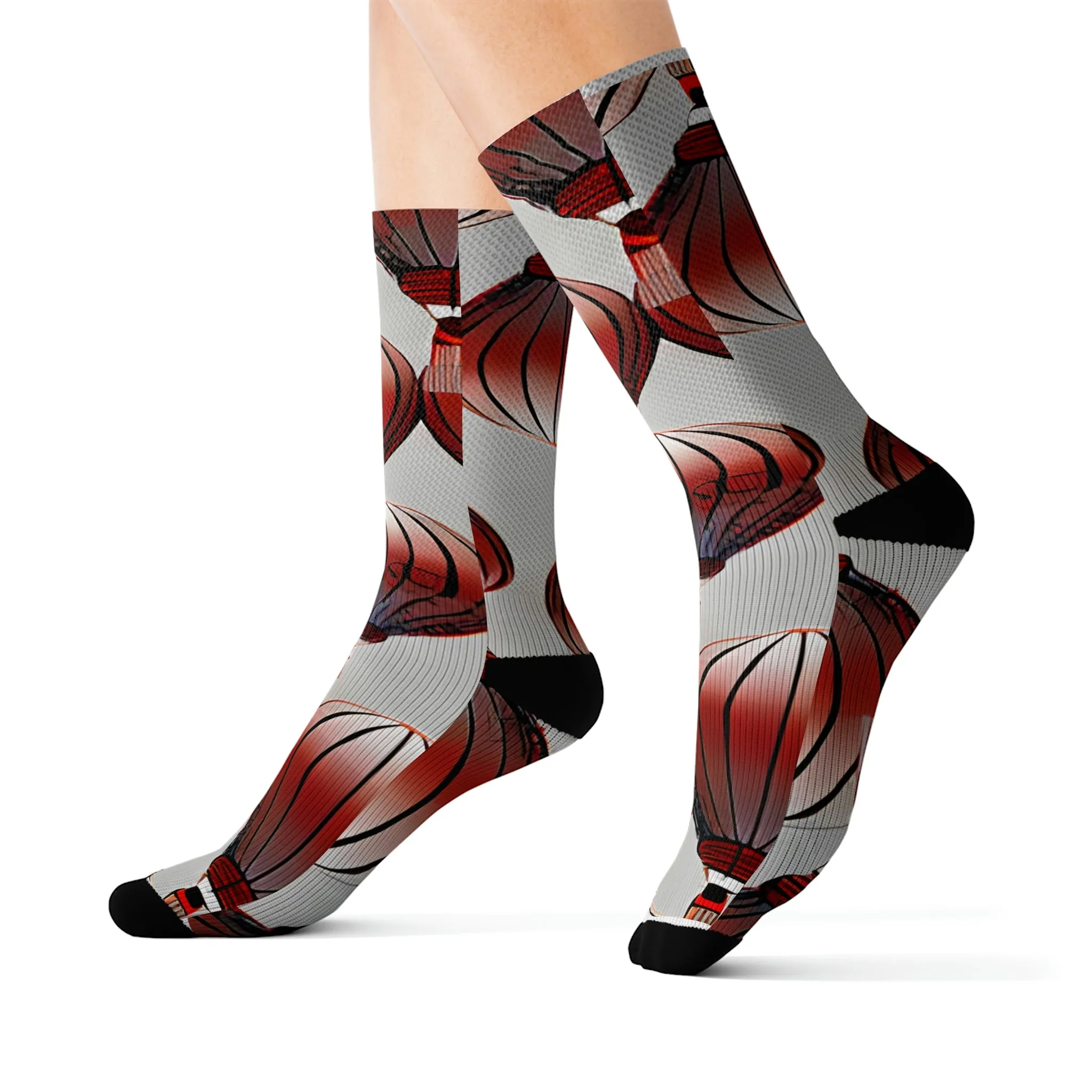 Bold and Playful Socks with Striking Red and Black Design