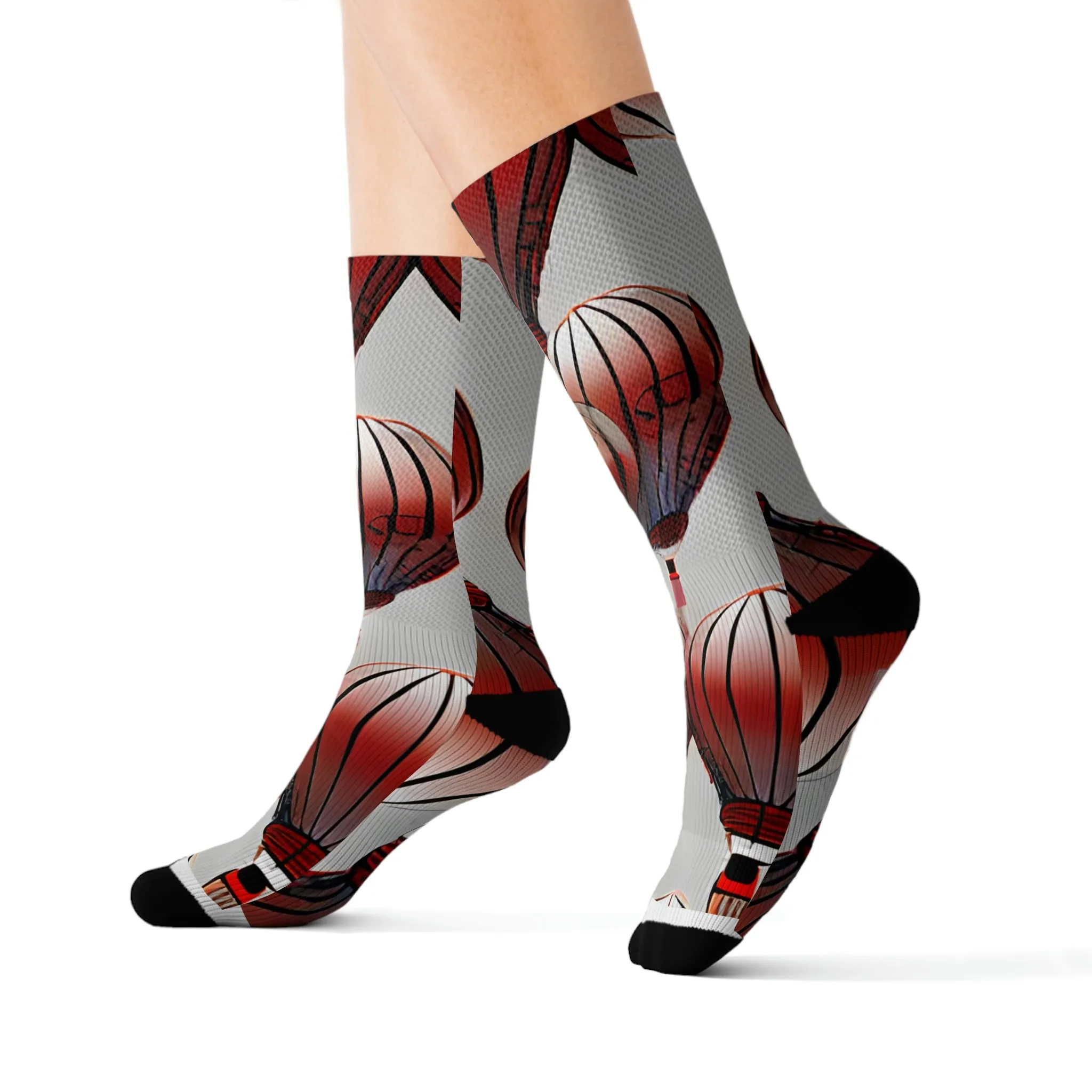 Bold and Playful Socks with Striking Red and Black Design