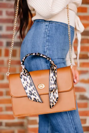 Bold Appearances Camel Brown Leopard Sash Purse