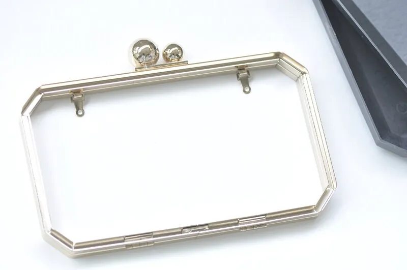 Box Purse Frame Clutch Bag Light Gold Glue-In Purse Frame