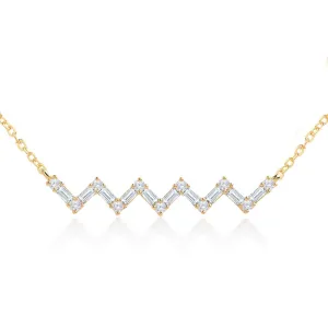 Brass 18k Rose Gold Zigzag Chain Necklace For Women