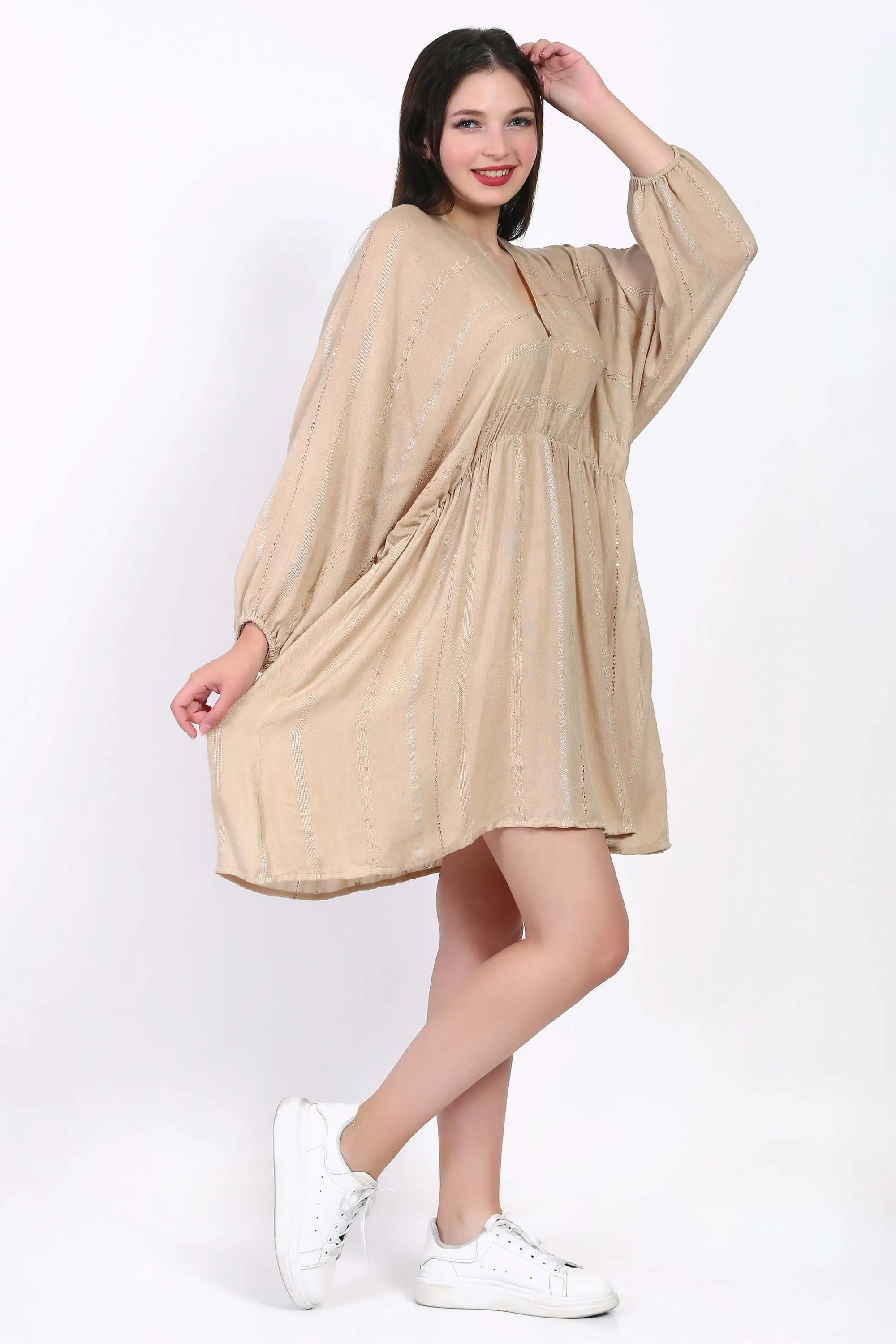 Breezy Beige Lightweight Rayon Dress