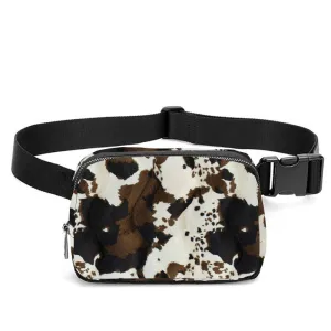 Brown Cream Cow Print Crossbody Sling Bag