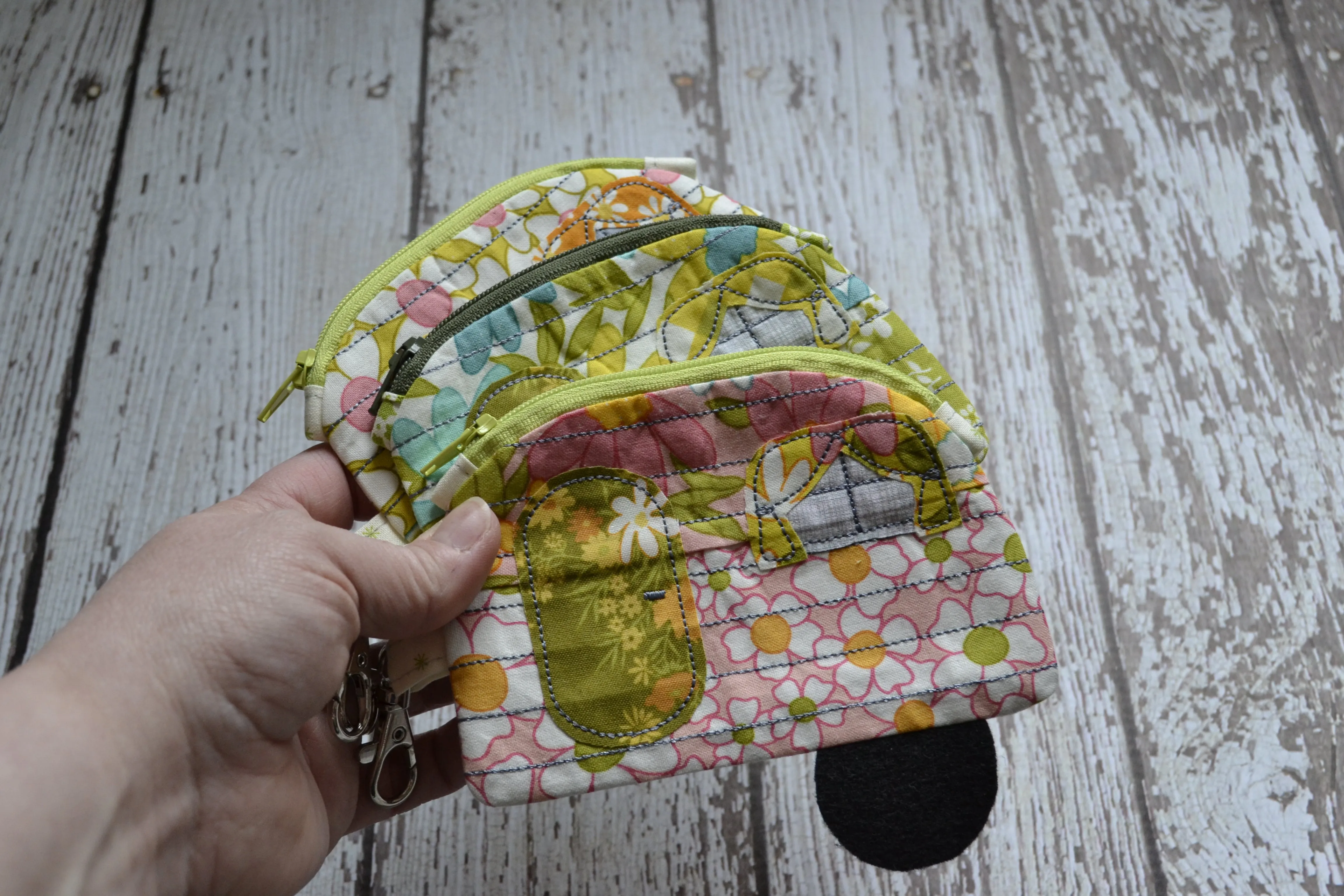 Camper Shaped Coin Purse -Re-Purposed Fabric - Group I - (3)