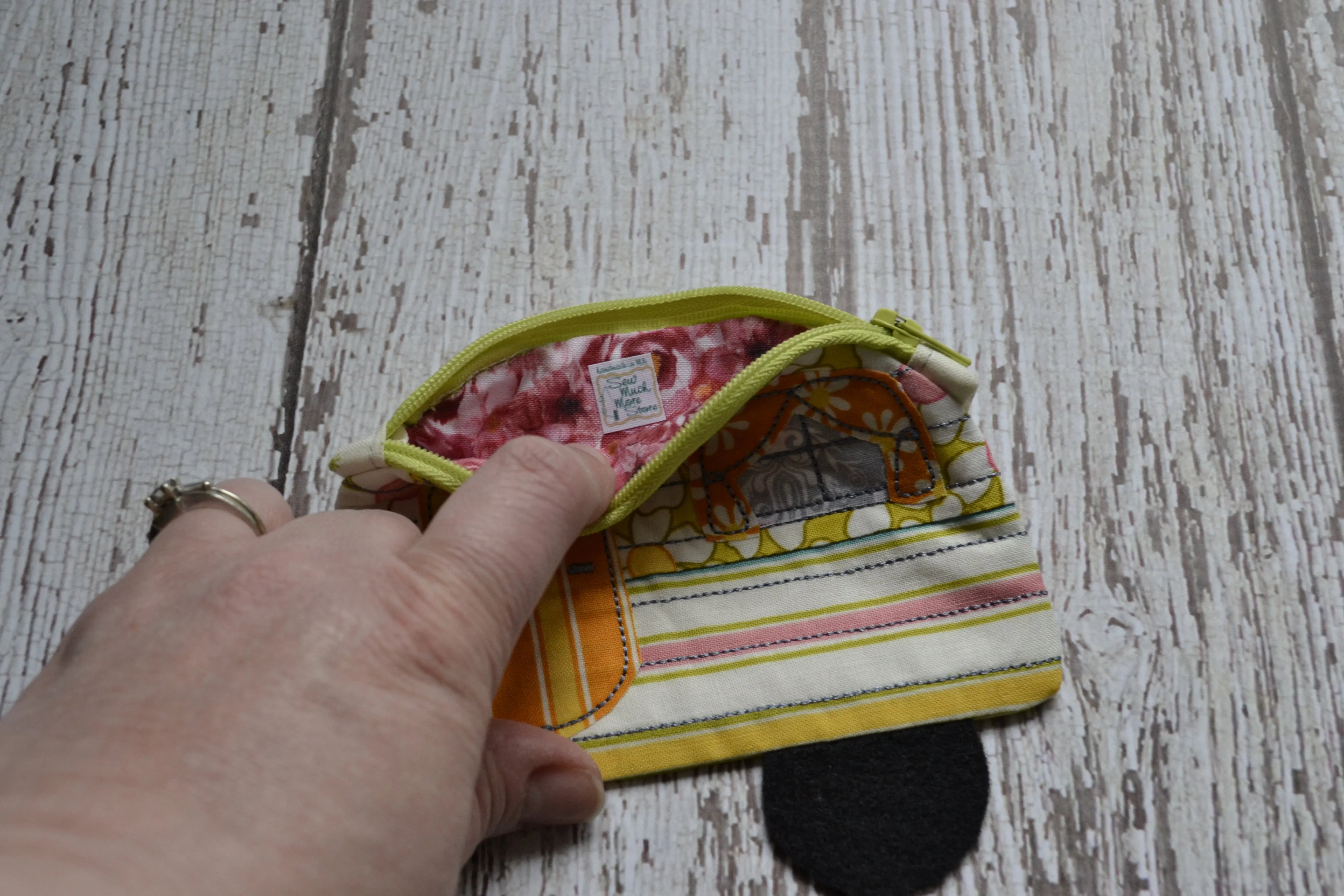 Camper Shaped Coin Purse -Re-Purposed Fabric - Group I - (3)