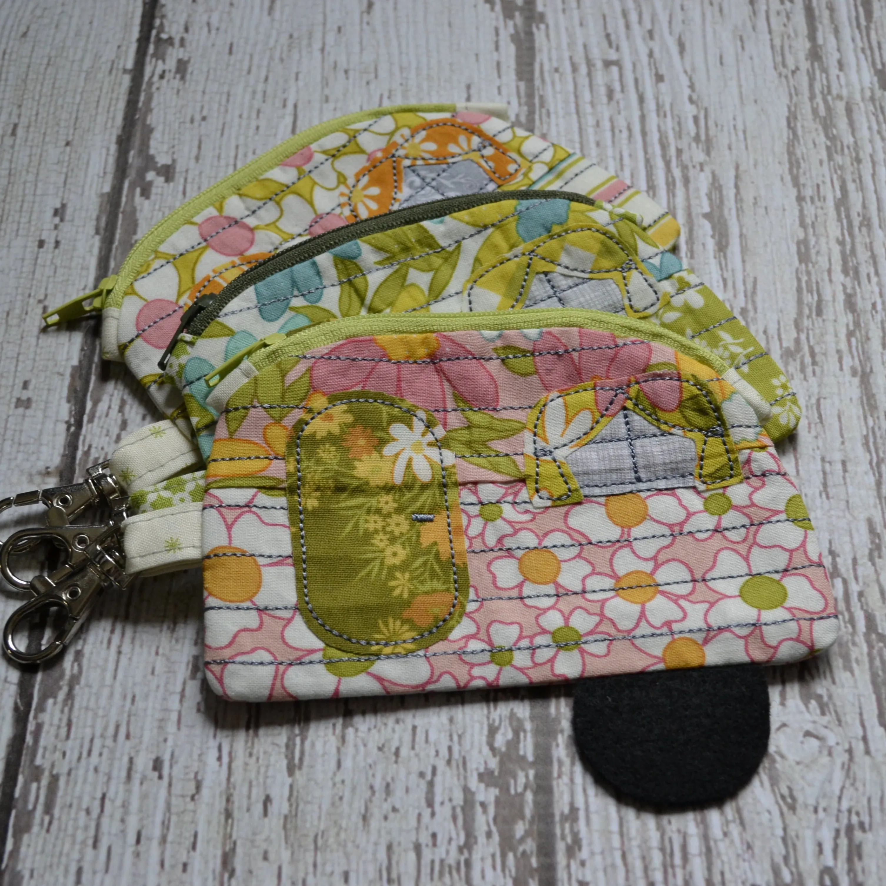 Camper Shaped Coin Purse -Re-Purposed Fabric - Group I - (3)