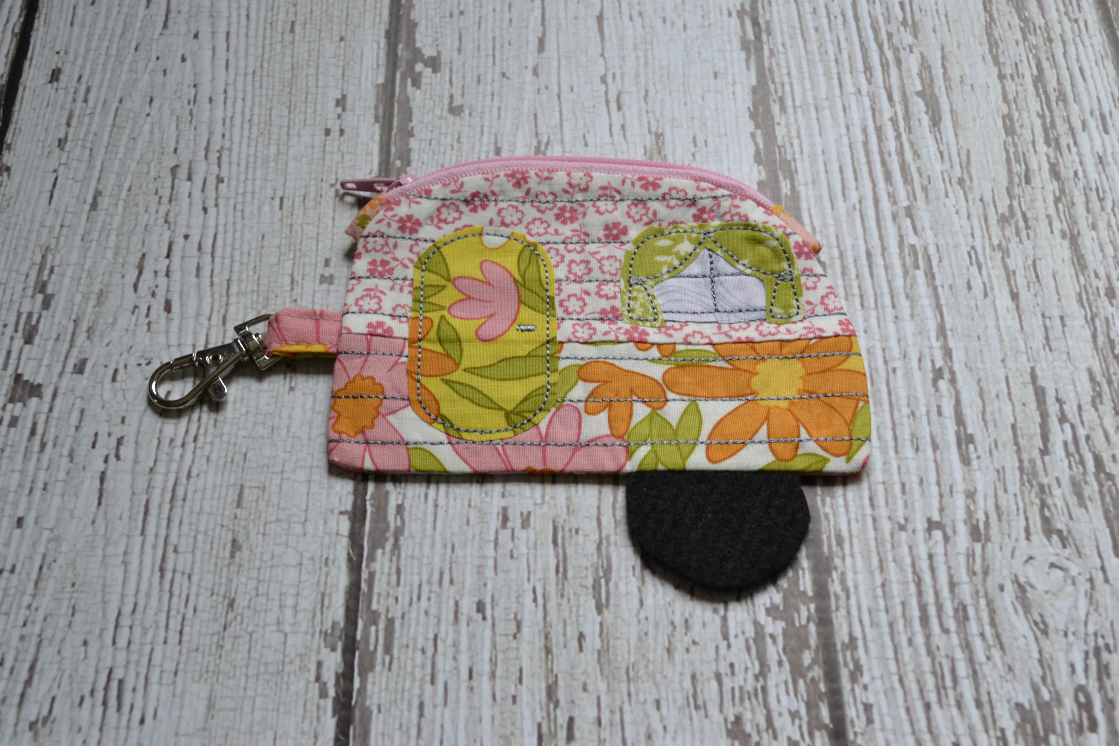 Camper Shaped Coin Purse -Re-Purposed Fabric - Group P - (3)